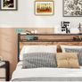 King Size Bed Frame with Wooden Storage Shelf Image 3
