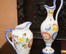 Henriot Quimper Hand-Painted Pitcher Set