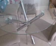 Dining Set (Glass & Chrome Table + 3 Chairs) + 1 M