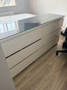 IKEA malm drawers with glass top
