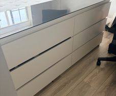 IKEA malm drawers with glass top