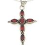 Vintage 925 Sterling Silver & Garnets Cross Necklace Image 3