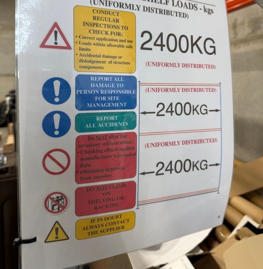 High Bay Pallet Racking - 6000mm high x 2700mm long x 1100mm deep