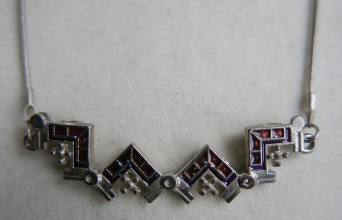 Vintage Silver 925 Jerusalem Cross Necklace Open Pendant Sterling Plated Holy Chain