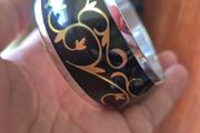 Black and Gold Stamped Sterling Silver Newbridge Bracelet
