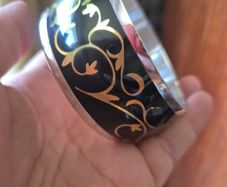 Black and Gold Stamped Sterling Silver Newbridge Bracelet