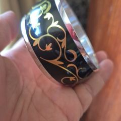 Black and Gold Stamped Sterling Silver Newbridge Bracelet