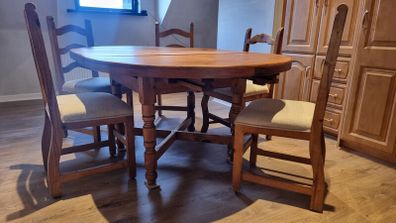 Solid Wood Farmhouse Table and 6 Chairs