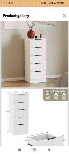 2 narrow chest of drawers