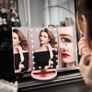 Makeup Mirror, 1x/2X/3X Trifold Makeup Mirror with 21 LED Lights and Adjustable Touch Screen Mirrors Cosmetic Countertop Mirrors (Rose Gold) Image 7