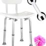 Shower Chair Seat with Back (Adjustable) - Anti-Slip Bench Bathtub Stool for Elderly or Seniors (Bathroom Safety) - with Free Suction Assist Grab Bar (FREE SHIPPING) Image 2