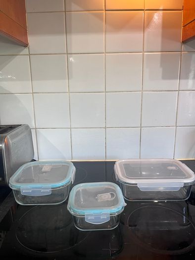3 Glass Food Storage Containers with Lids