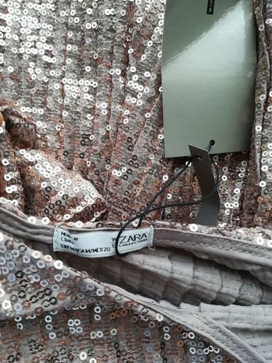 Rose gold Zara dress with matching bag and necklace