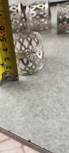 Vintage Silver Toned Napkin Rings - Filigree Set of 6.