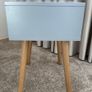 1 Drawer Wooden Nightstand with Round Tapered Legs, Blue and Brown Image 7