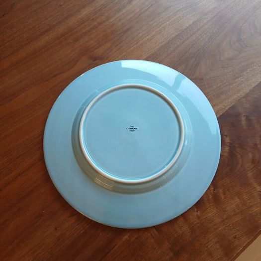 The Conran Shop Large Ceramic Serving Platter / Charger Plate - Light Blue & White Banded (34cm)