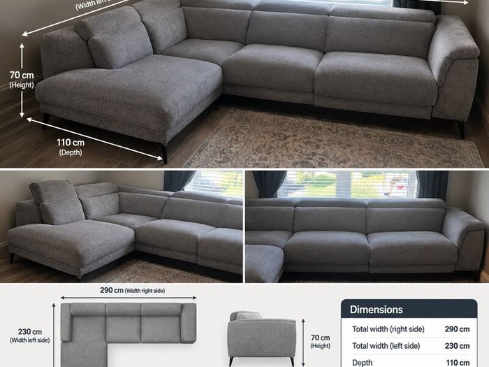 L shaped sofa recliner