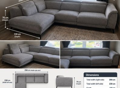 L shaped sofa recliner