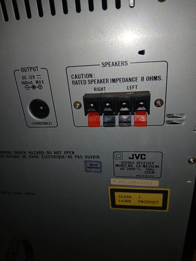 JVC CA-ME35LBK stereo with speakers -partially faulty!