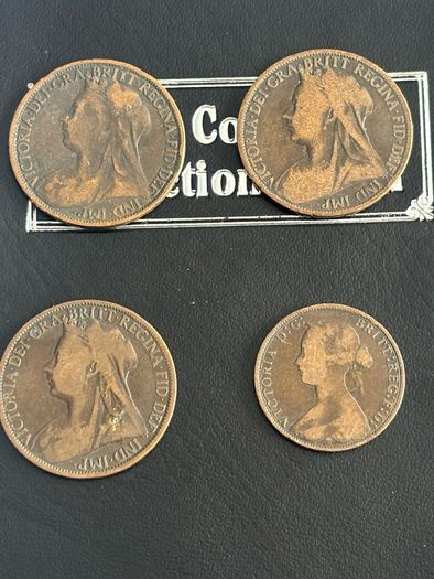 British one penny (3) & a half penny