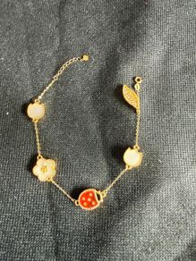 18k gold Ladybug and flower bracelet