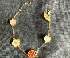 18k gold Ladybug and flower bracelet