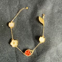 18k gold Ladybug and flower bracelet