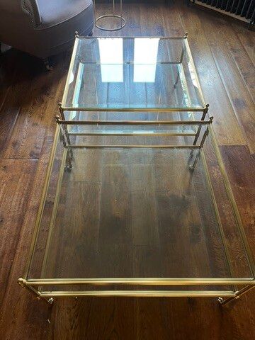 Aged Brass and Glass Coffee Tables