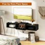 Floating TV Stand Wall Mounted,Wood TV Cabinet Media Console Shelf,Floating TV Unit for Under TV Storage for Living Room Bedroom Office,Black Image 5