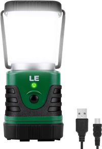 LE Rechargeable Camping Lantern, 1000 Lumen Camping Lights, 4 Modes Emergency Light with 4400mAh Power Bank, Water Resistant Tent Light for Camping, Hiking, Fishing, Power Cuts and More