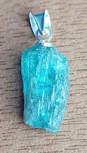 5.5ct Blue Apatite Crystal on 925 Silver bail
