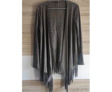 Classy Leather Look Fringe Jacket size 16