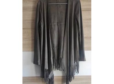 Classy Leather Look Fringe Jacket size 16
