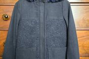 Debenhams Ladies Navy Blue Winter Coat With Hood - Size 8