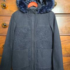 Debenhams Ladies Navy Blue Winter Coat With Hood - Size 8