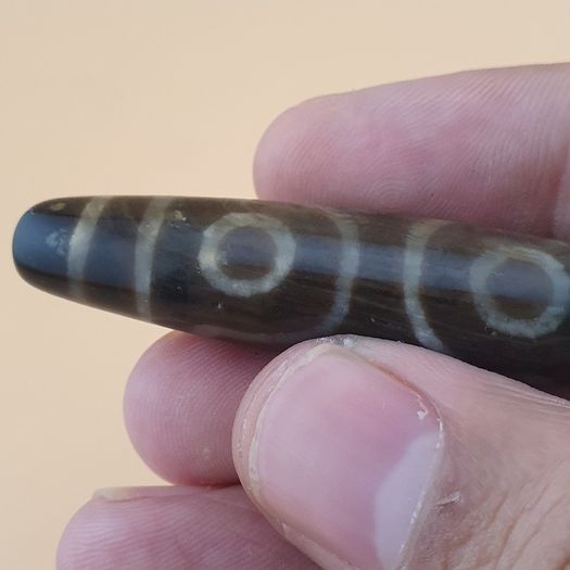 Vintage Himalayan 3 Eyes Tibetan Agate Dzi Bead Amulet