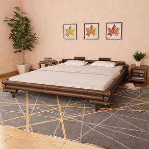 Bed Frame Dark Brown Bamboo 180x200 cm 6FT Super King