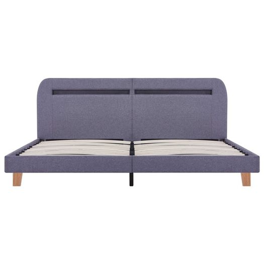Bed Frame with LED Light Grey Fabric 180x200 cm 6FT Super King