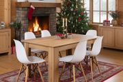Nordic Oak Table &amp; 6 White Chairs
