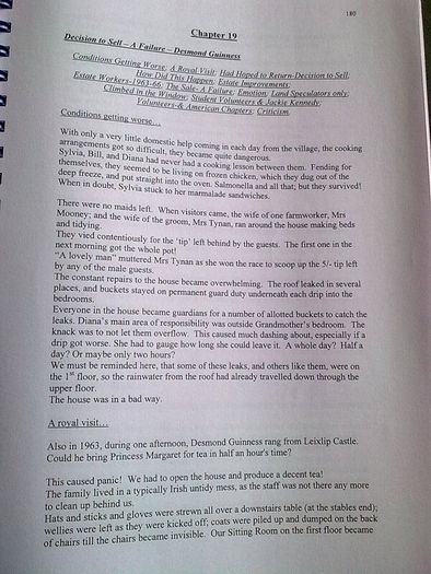 Typescript of a book on Castletown House Ireland Irish history Co. Kildare