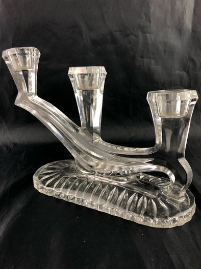 Art Deco crystal candle stand