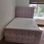 pink plush velvet double bed with mattress Image 2