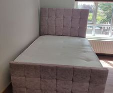 Pink plush velvet double bed