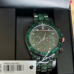 NEW Ed Hardy Crystal ChronoStyle Watch Emerald Green & Gunmetal