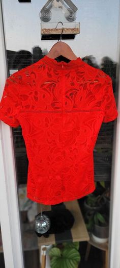 Vila red lace blouse Vistasia