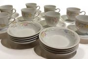Set of 8 Tea Cups with 8Saucers French Garden Fine Porcelain Made in Japan