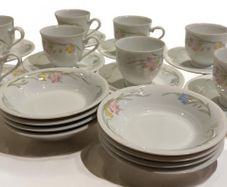 Set of 8 Tea Cups with 8Saucers French Garden Fine Porcelain Made in Japan