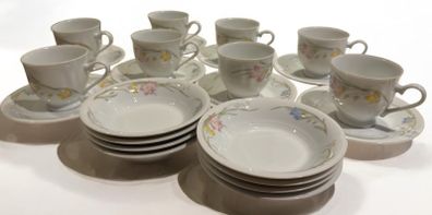 Set of 8 Tea Cups with 8Saucers French Garden Fine Porcelain Made in Japan