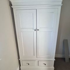 Solid pine white wardrobe