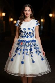 White and Blue Dress Size 16